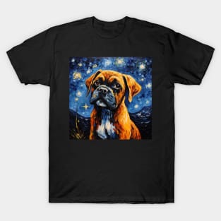 Boxer Puppy Painted in Starry Night style T-Shirt